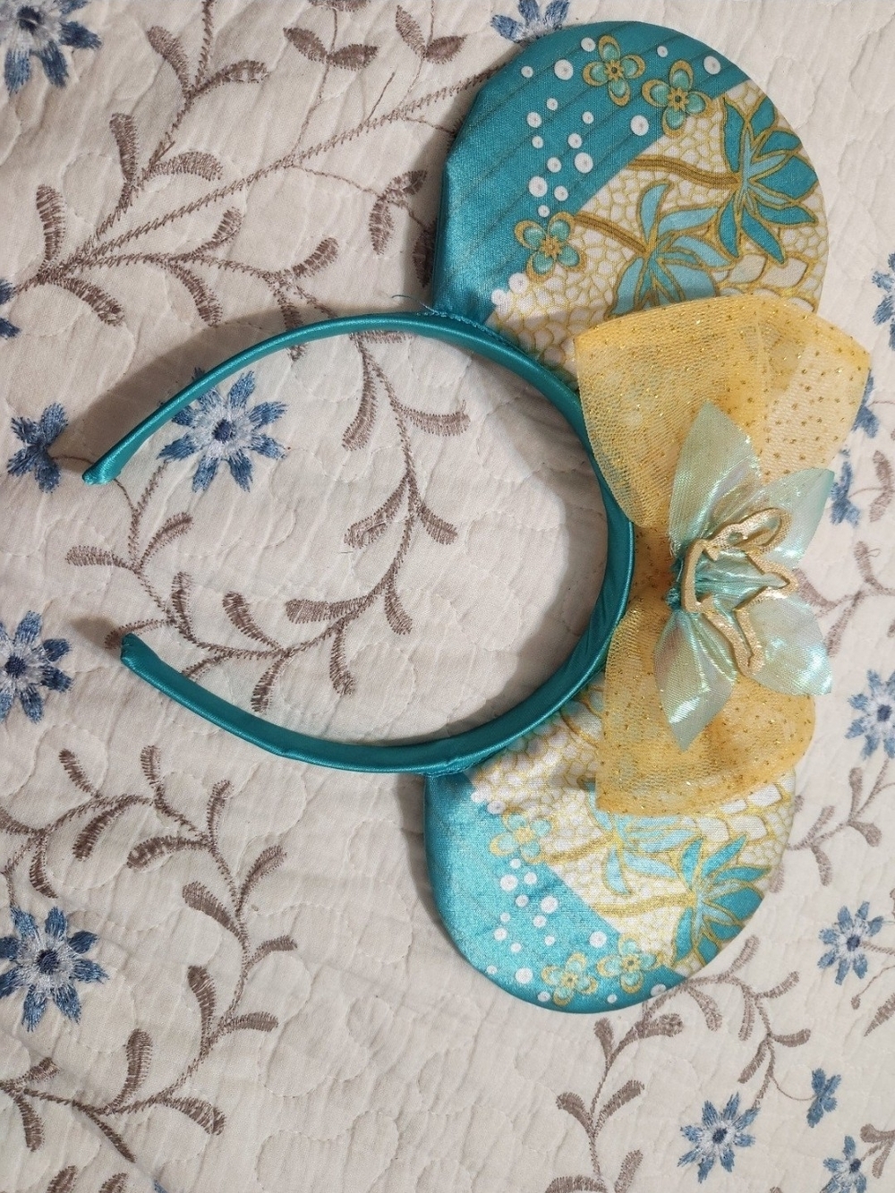 Disney Teal and Yellow Bow Minnie Ear Headband